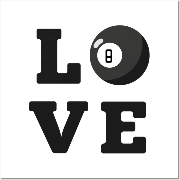 Love Billiard ball 8 Black Wall Art by Adrian's Outline